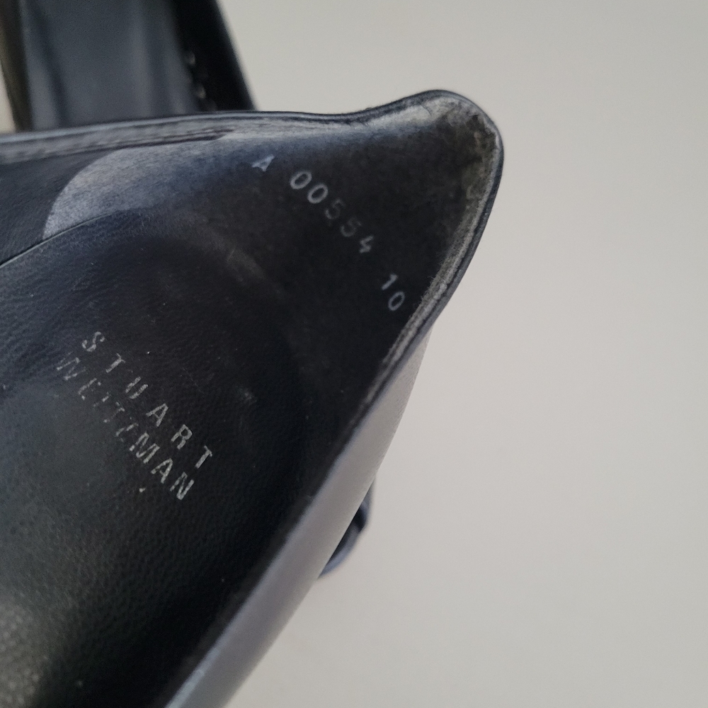 Stuart Weitzman Black Peep Toe Heels Women's Size 10 - Picture 7 of 11